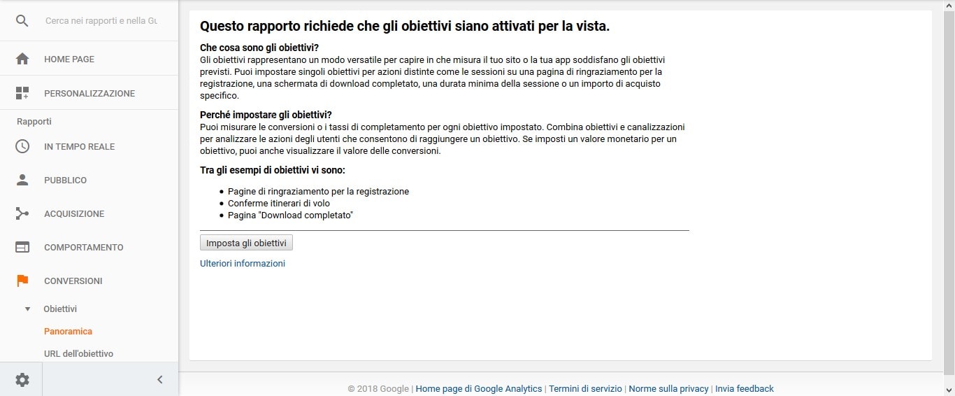 Come abilitare gli obiettivi in Google Analytics