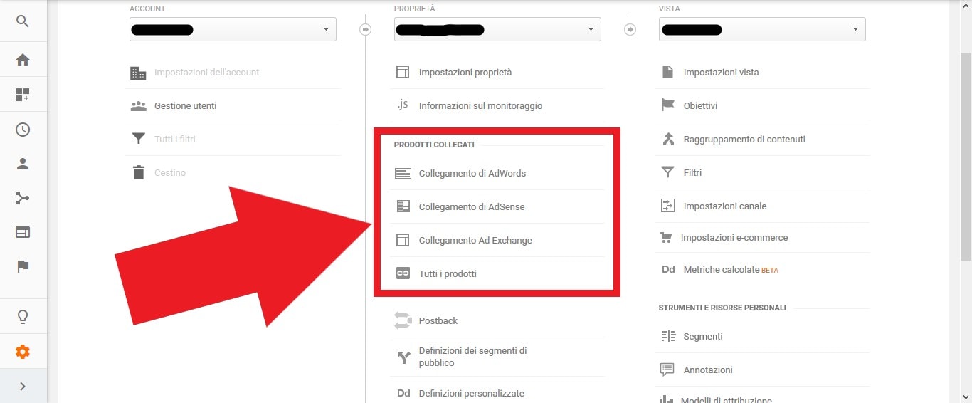 Associare Google Analytics a AdWords e Search Console