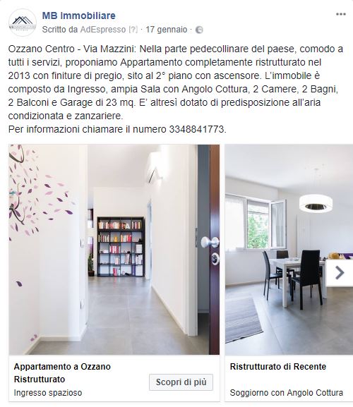 Facebook Immobiliare - Inserzione Carousel