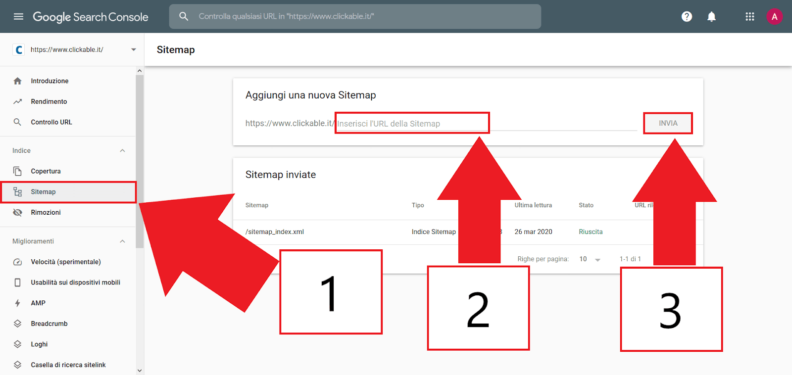 Google Search Console - Invio Sitemap a Google