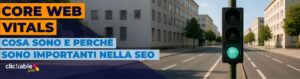 Banner Core Web Vitals con semaforo verde su sfondo urbano