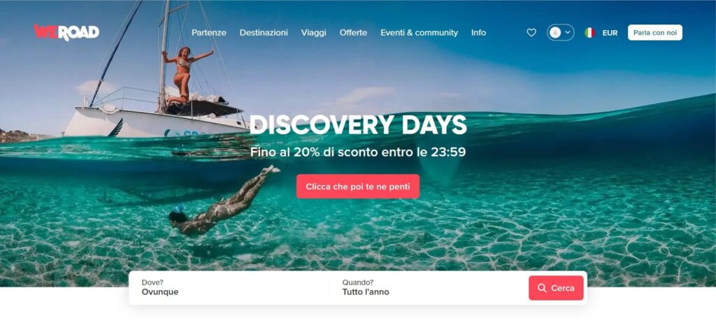 Esempio di microcopy in WeRoad