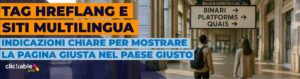 Cartella di una stazione dei treni che mostra le indicazioni in diverse lingue