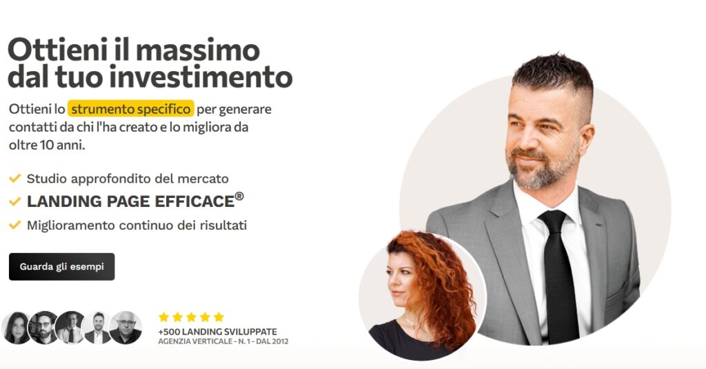 Esempio di landing page di Orlandini