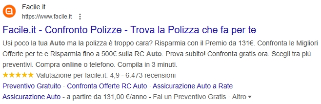 Esempio di annuncio Facile.it