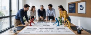 Persone riunite intorno a un tavolo per discutere della Brand strategy aziendale