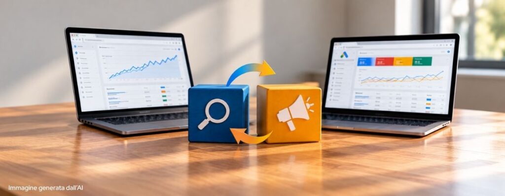 computer con grafici per seo e sem