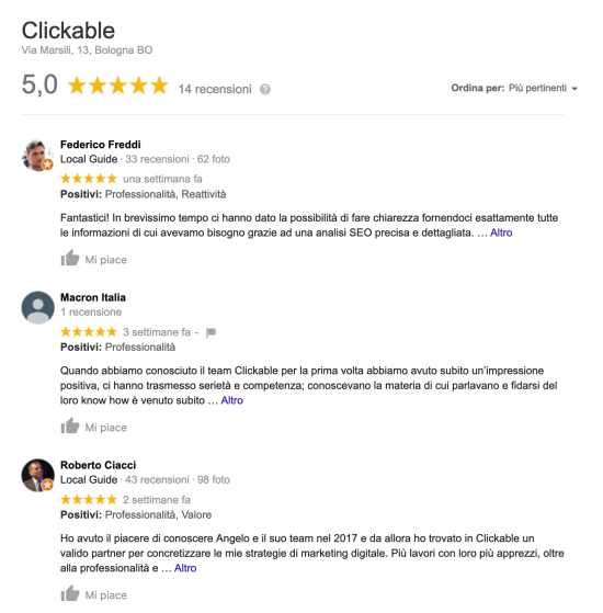 Google Recensioni Clickable